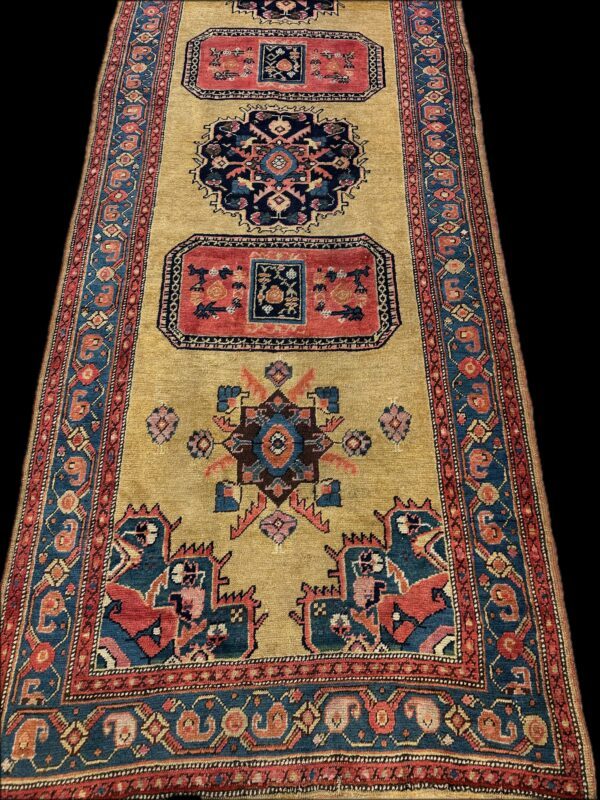 ANTIQUE CAUCASIAN KARABAGH RUNNER 3'6X14'11 - Image 3